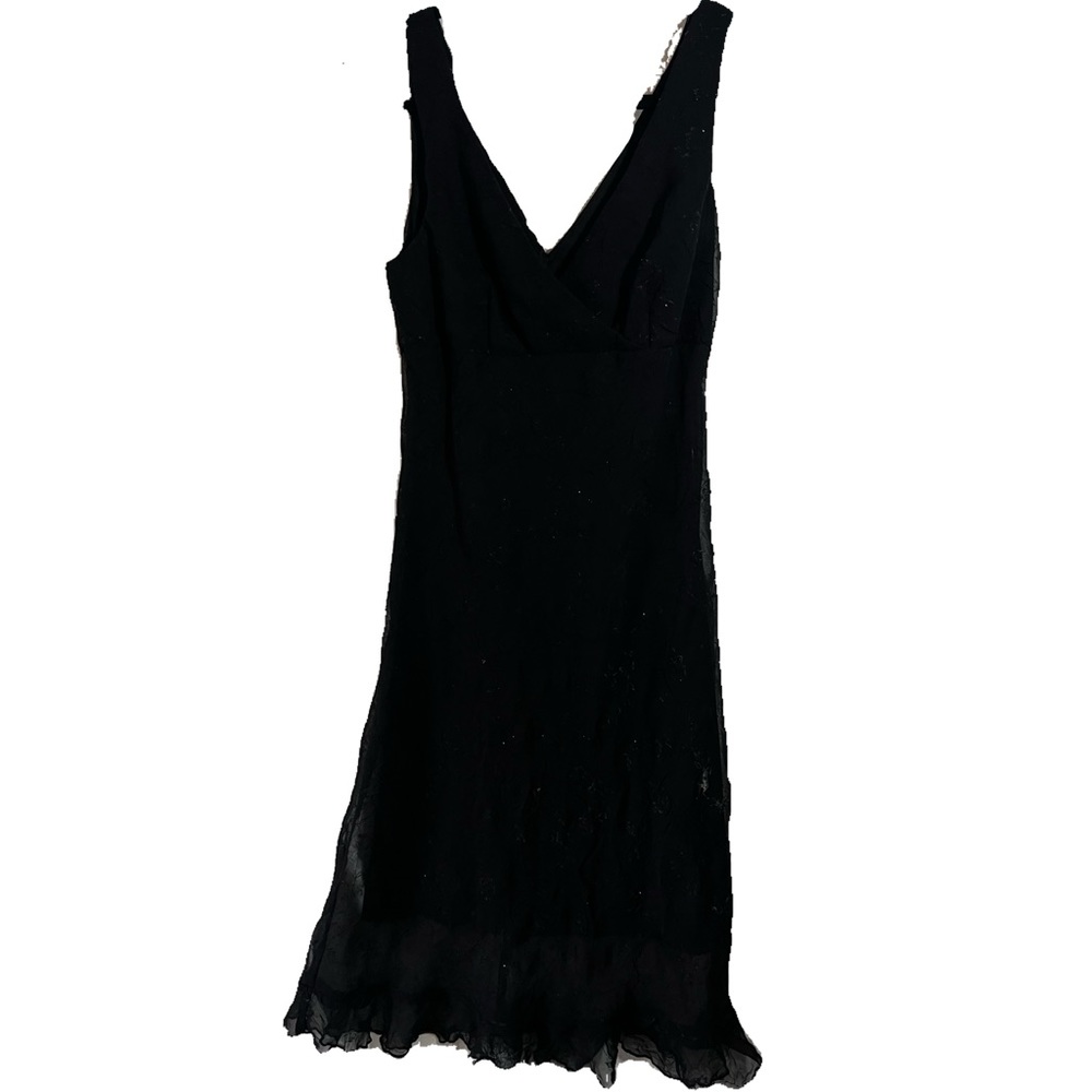 Long Black Gothic Dress , Flowy and Sparkley size M